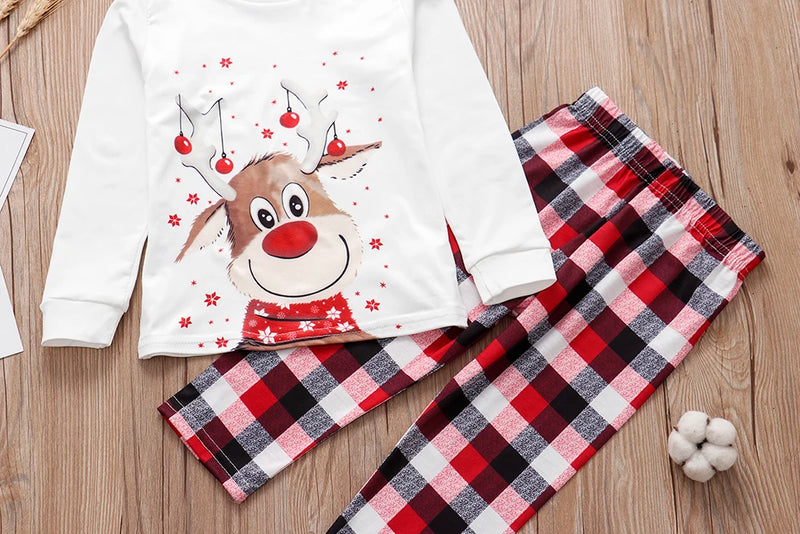 Xmas Family Matching Pajamas Set Cute Deer Adult Kid Baby Family Matching Outfits 2022 Christmas Family Pj's Dog Clothes Scarf