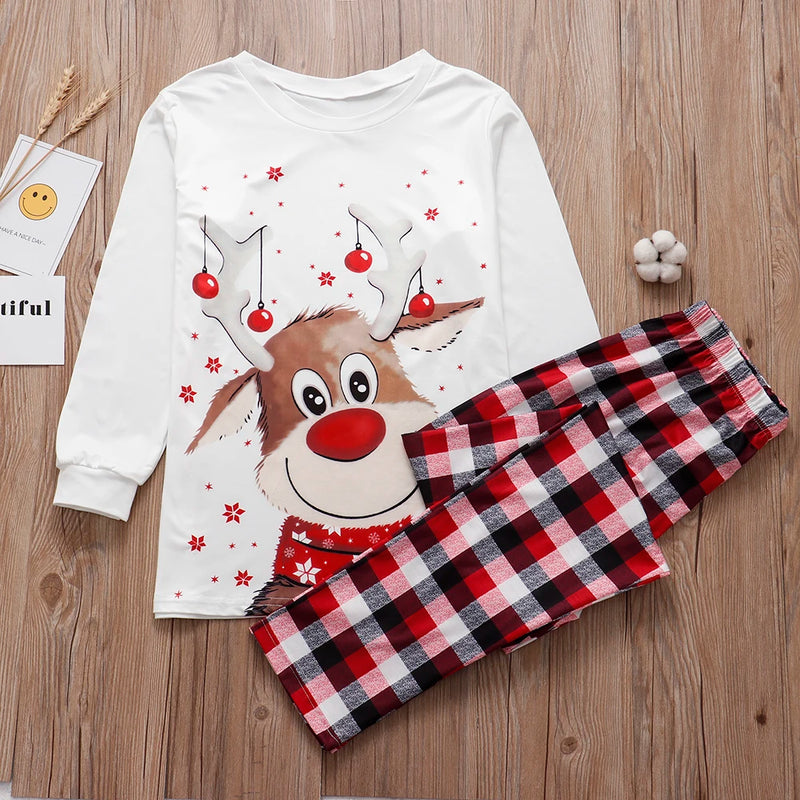 Xmas Family Matching Pajamas Set Cute Deer Adult Kid Baby Family Matching Outfits 2022 Christmas Family Pj's Dog Clothes Scarf