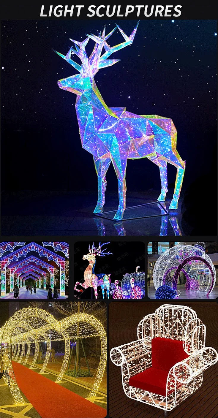 2024 Outdoor Commercial Christmas Decoration LED Supermarket Decorating Design 3D Motif Lights