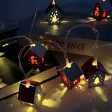 Christmas Wooden House LED Lights Wood Christmas Tree Decoration Hanging Wall Decoration Light String Christmas Atmosphere Props