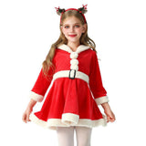 Festival Christmas Reindeer Dress for Kids Cosplay Party Cosplay Costume Long Sleeve Girl Winter Hoodie Dress for Holiday Season