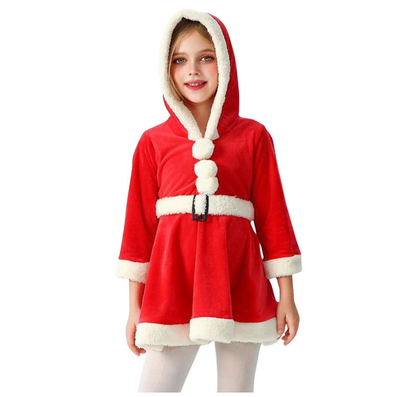 Festival Christmas Reindeer Dress for Kids Cosplay Party Cosplay Costume Long Sleeve Girl Winter Hoodie Dress for Holiday Season