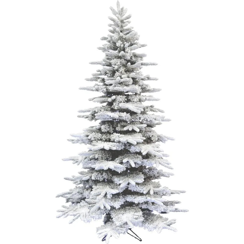 7.5-Ft. Pine Valley Flocked Christmas Tree, Artificial Xmas Tree with No Lights, Perfect with Garland, Realistic White Christmas