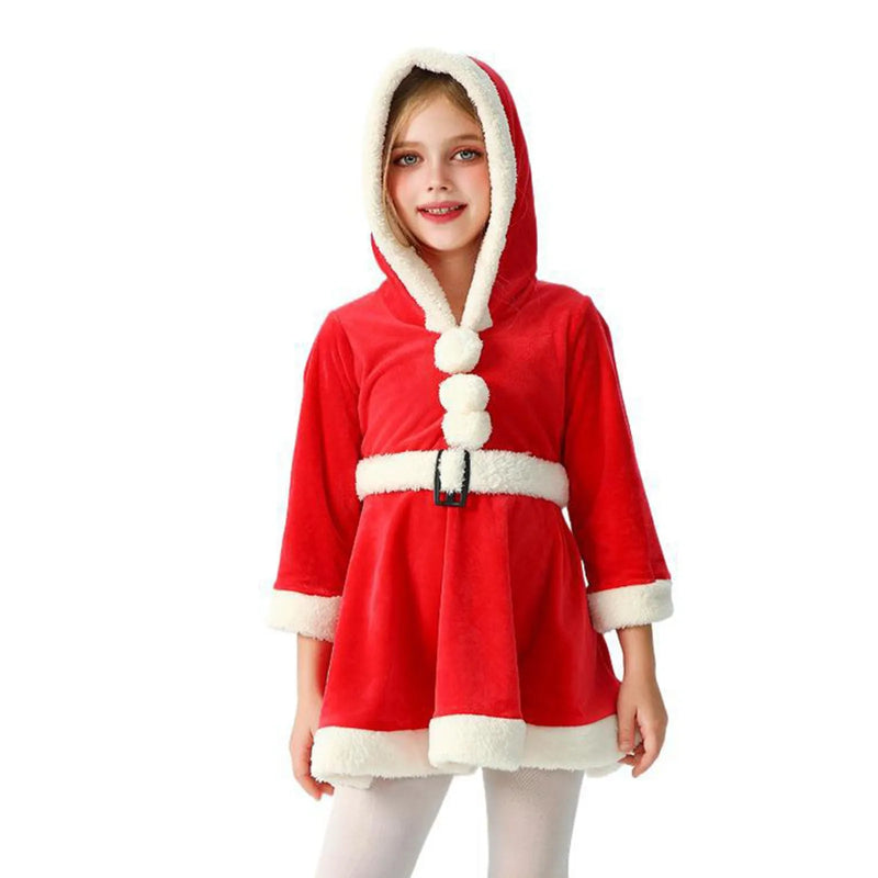 Festival Christmas Reindeer Dress for Kids Cosplay Party Cosplay Costume Long Sleeve Girl Winter Hoodie Dress for Holiday Season