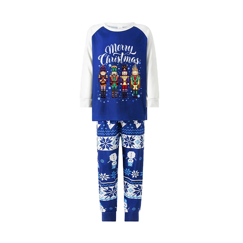 Family Matching Christmas Pajama Set Nutcracker Print Raglan Sleeve Tops Elastic Waist Pants Fall Winter Family Xmas Sleepwear