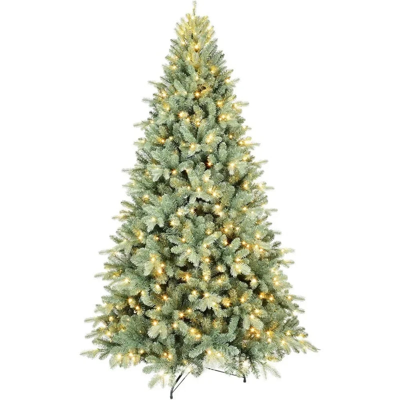 Pre-lit Spruce Christmas Tree, 7ft Artificial Christmas Pine Tree with 500 Lights, 302 PE &1378 PVC Branch Tips,