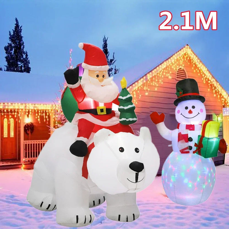 Santa Polar Bear & Snowman Inflatable