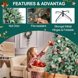 Pre-lit Spruce Christmas Tree, 7ft Artificial Christmas Pine Tree with 500 Lights, 302 PE &1378 PVC Branch Tips,