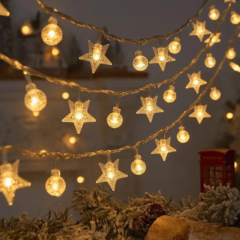 3M 2024 Christmas Decoration for Home Christmas Lights Snowflake String Lights Fairy LED Lamp New Year 2025 Tree Garden Noel 6