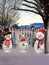 3Pcs Lighted Snowman Christmas Garden Decoration With LED Light Glowing Snowman Xmas Home Outdoor Yard Decorations Ornament 2024