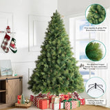 Prelit Artificial Christmas Tree with Pine Cones, Foot Pedal, 1556 Branch Tips, 750 Warm Lights and Metal Stand