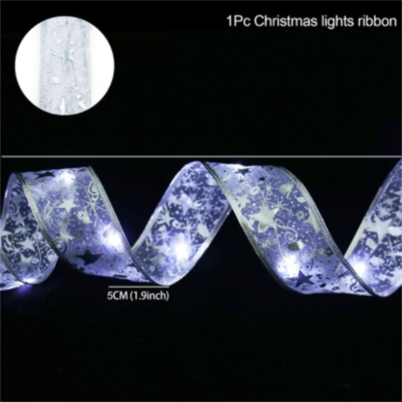 Christmas Ribbon Lights Merry Christmas Tree Decorations Festoon Led String Lights New Year Holiday Ribbon Lamp 1M 2M 3M 4M 5M