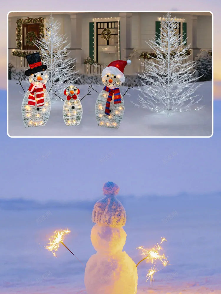 3Pcs Lighted Snowman Christmas Garden Decoration With LED Light Glowing Snowman Xmas Home Outdoor Yard Decorations Ornament 2024