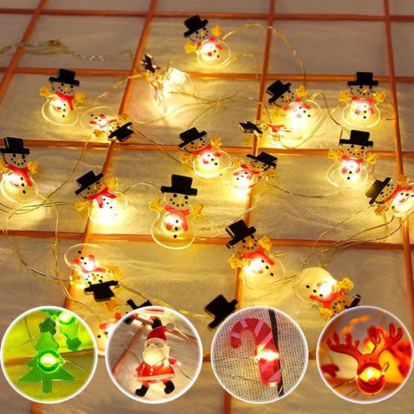 Santa Claus Snowman Christmas Fairy light string christmas decoration with led lighting for home 2024 Christmas tree Ornament