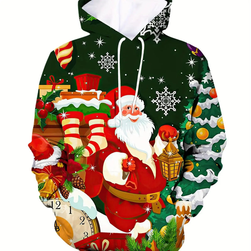 Christmas Men‘s Hoodie Santa Graphic Pullover Casual Streetwear Winter Fall Hoodies Hoodie Men Shirt Sweatshirt Men's Clothing