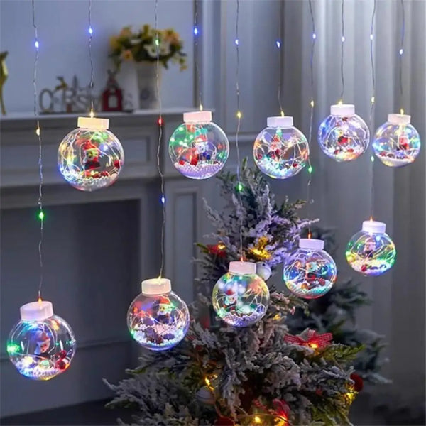 LED Curtain String Light Santa Claus Wishing Ball Lamp Christmas Decorations 2023 Navidad Noel Christmas Tree Ornaments New Year