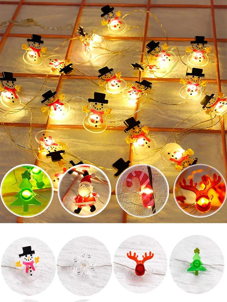 Santa Claus Snowman Christmas Fairy light string christmas decoration with led lighting for home 2024 Christmas tree Ornament