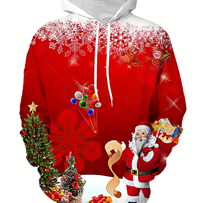 Christmas Men‘s Hoodie Santa Graphic Pullover Casual Streetwear Winter Fall Hoodies Hoodie Men Shirt Sweatshirt Men's Clothing