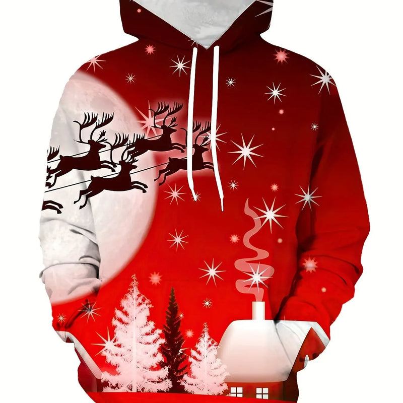 Christmas Men‘s Hoodie Santa Graphic Pullover Casual Streetwear Winter Fall Hoodies Hoodie Men Shirt Sweatshirt Men's Clothing