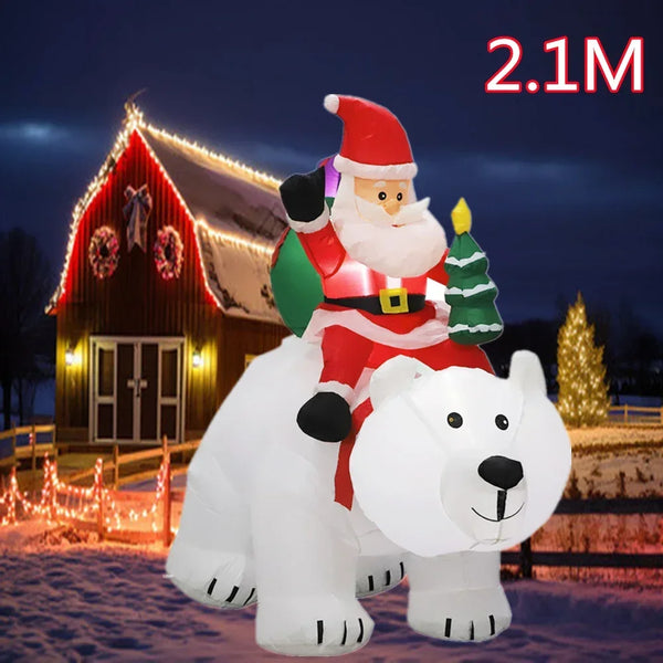 Santa Polar Bear & Snowman Inflatable